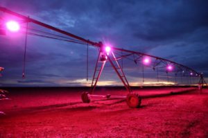 Luzes artificiais para simular a luz do sol na lavoura
