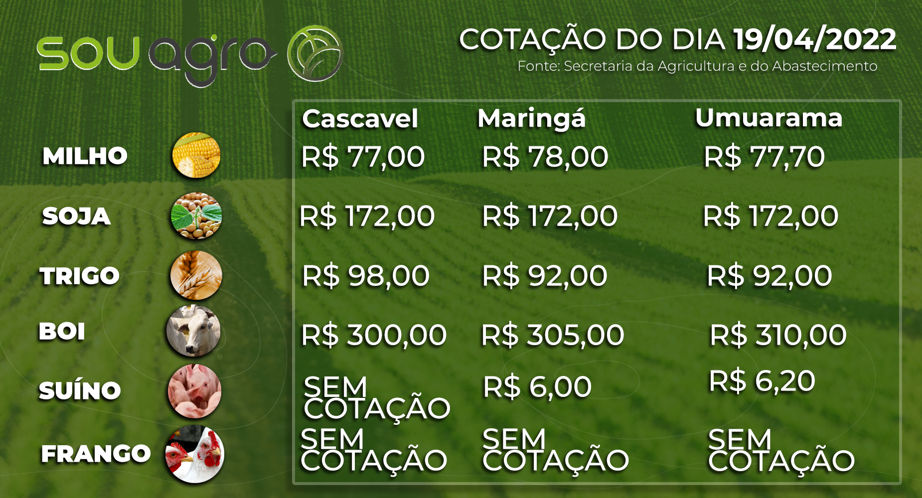 cotações