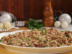 Arroz com lentilha e calabresa