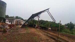 Vento forte derruba barracão em propriedade rural no Paraná