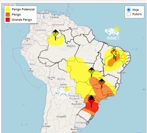 Atenção: Inmet emite alerta de perigo para temporais no Sul do País