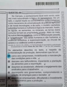 Prova do Enem: questão aplicada a candidatos traz discurso de ódio ao agronegócio