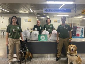 Cães farejadores flagram produtos ilegais de origem animal e vegetal em aeroporto
