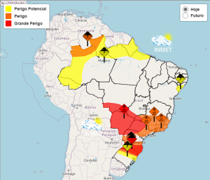 Chuva não dá trégua, e com alerta vermelho no Sul do Brasil