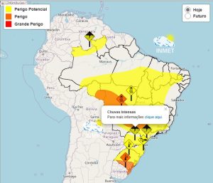 Inmet alerta para risco de chuvas intensas