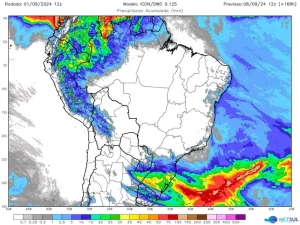 Onde terá mais chuva no Brasil esta semana