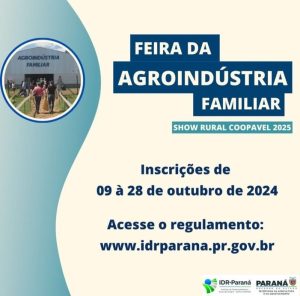 Show Rural: IDR-PR abre inscrições a agricultores e artesãos que queiram participar de feira