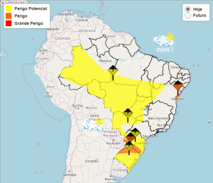 Inmet emite alerta de tempestade para o Sul do País