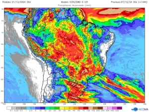 Onde vai ter mais chuva no Brasil esta semana