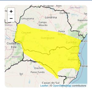 Paraná tem alerta para chuvas intensas
