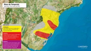 Ciclone extratropical reforça chuva no Sul