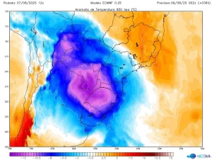 Frente fria avança pelo Centro-Sul