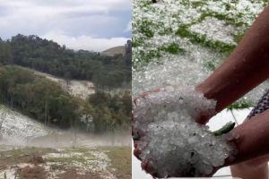 Tempestade de granizo atingiu lavouras e casas em SC