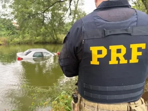 PRF apreende agrotóxicos após dupla de menores “mergulharem” carro em açude