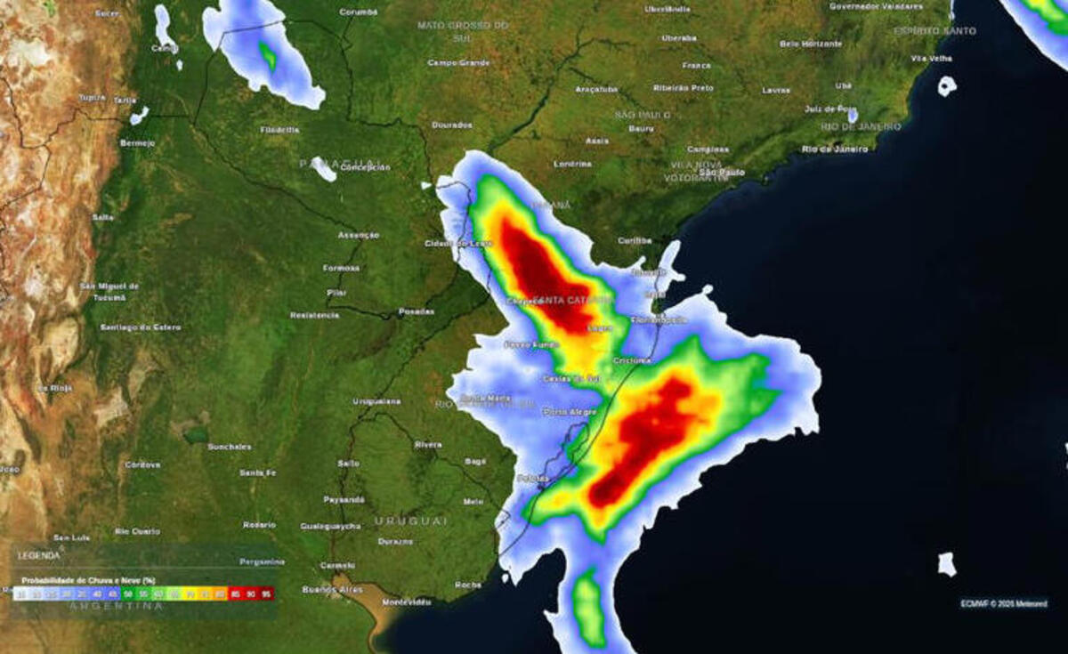 Chuva avança com risco de temporais no Sul